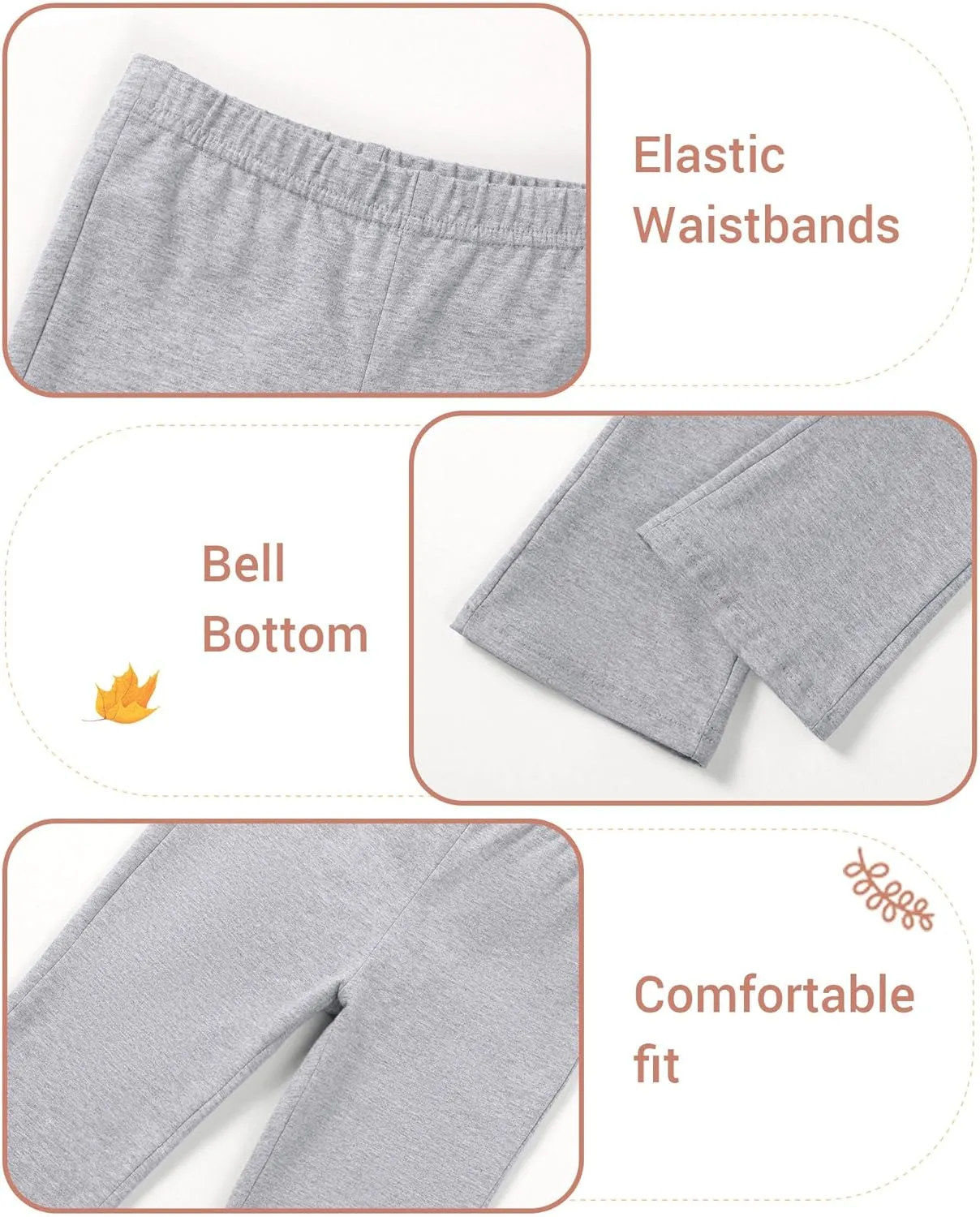 3 Pack Baby Girls Flare Leggings Toddler Bell Bottoms Pants Infant Girl Soft Cotton Clothes Size 18M-5T