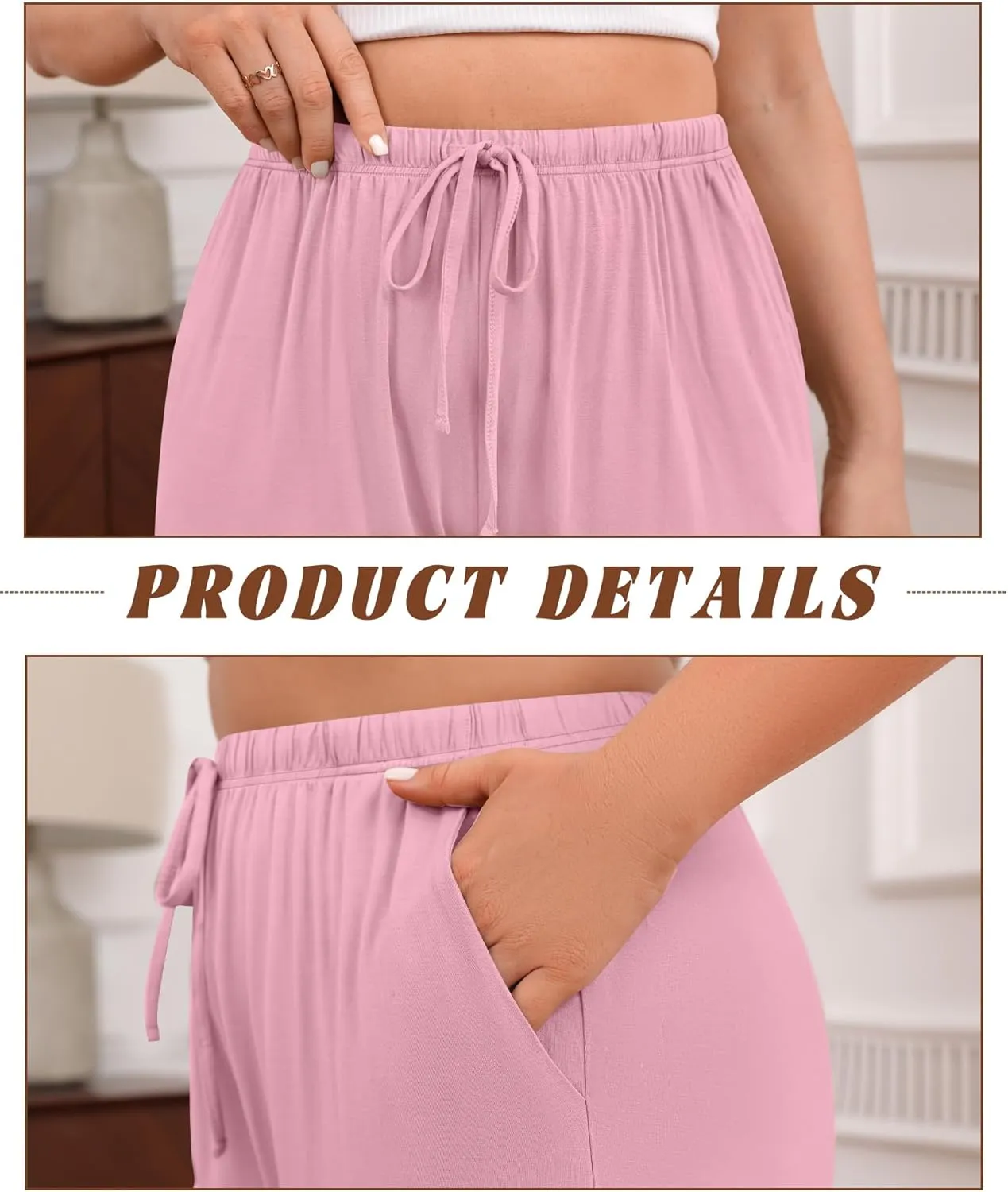 3 Pack Women's Plus Size Lounge Pants Modal Wide Leg Yoga Pants with Pockets Drawstring Baggy Sweatpant Jogger