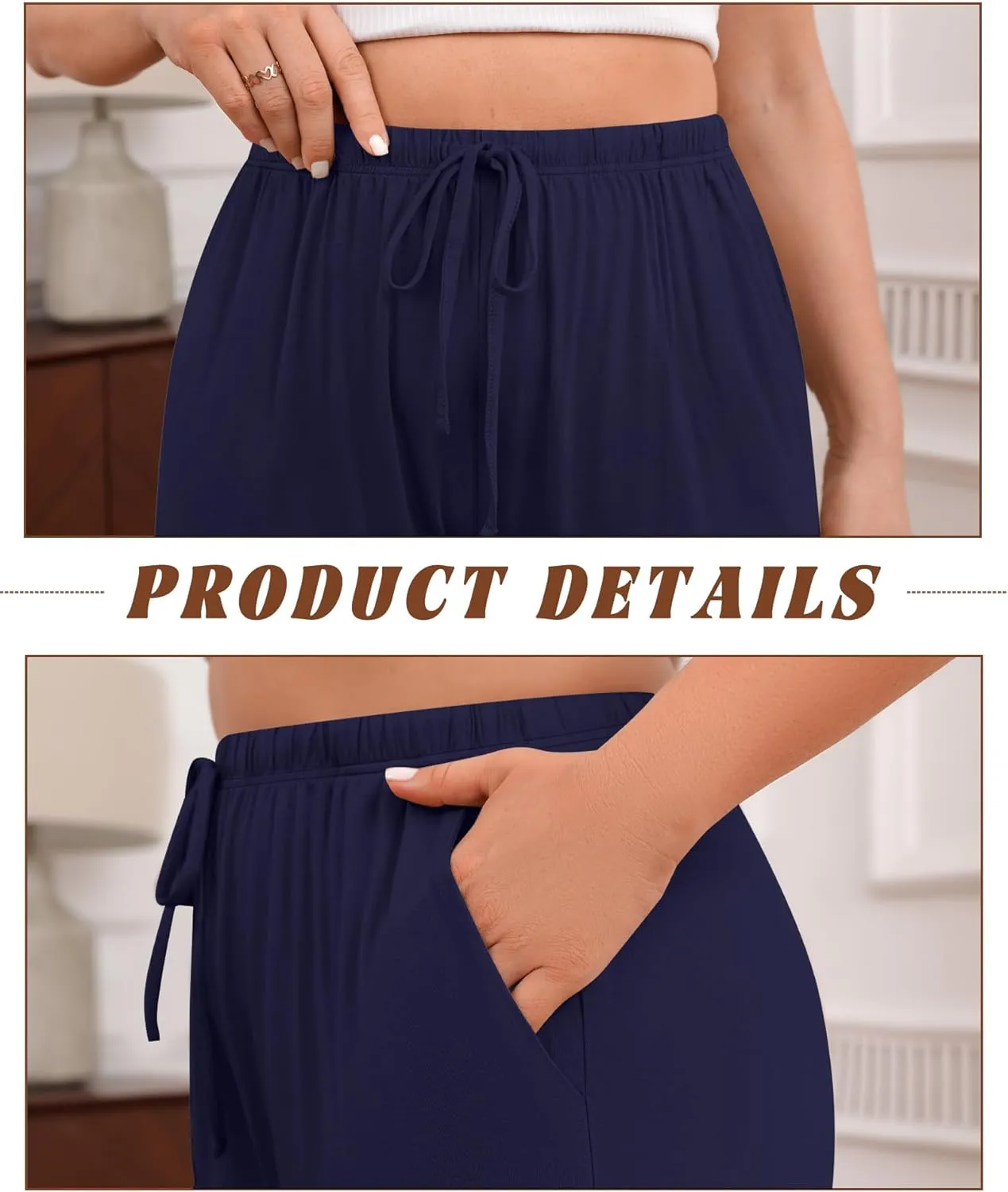 3 Pack Women's Plus Size Lounge Pants Modal Wide Leg Yoga Pants with Pockets Drawstring Baggy Sweatpant Jogger