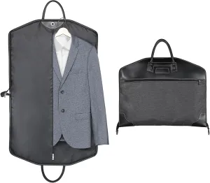 40" Suit travel Bag, Garment bag, Foldable, Oxford cloth and PU leather travel suit bag, One large pocket and two portable handles, For business, Travel, Party, Easy storage, Black