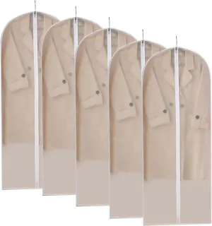 5-Pack 24" x 50" Clear Garment Bags with Zipper for Hanging Clothes  Clothes Storage Bags for Coats, Jackets, Dresses, Suits, and Shirts