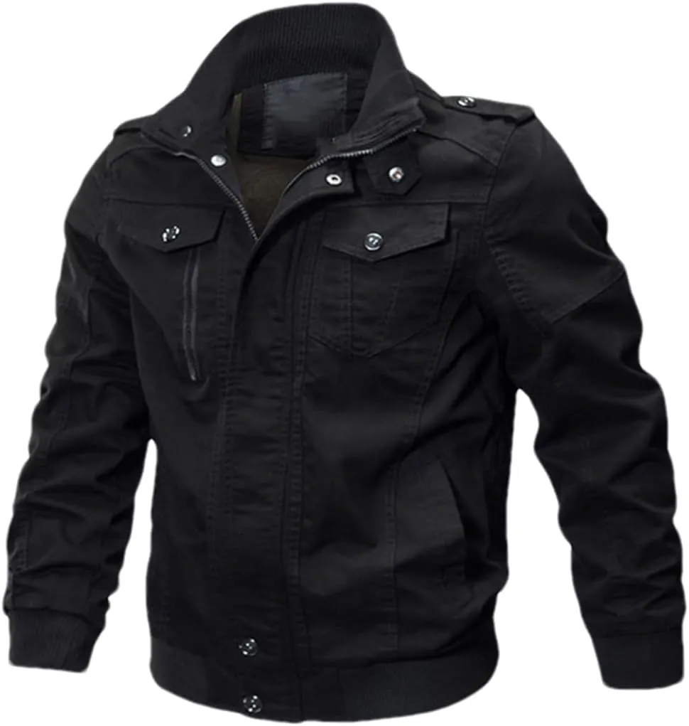 Adhdyuud Men Casual Multi Pocket Pilot Bomber Jacket Autumn Military Cargo Army Jackets Coat