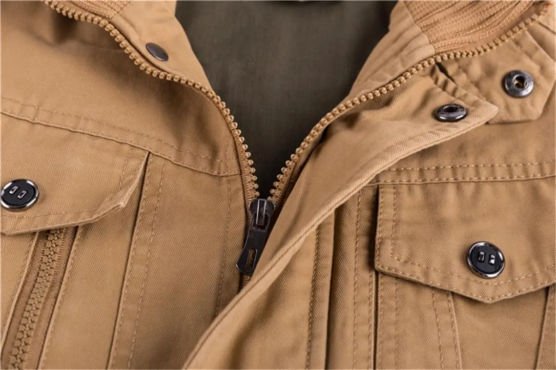 Adhdyuud Men Casual Multi Pocket Pilot Bomber Jacket Autumn Military Cargo Army Jackets Coat