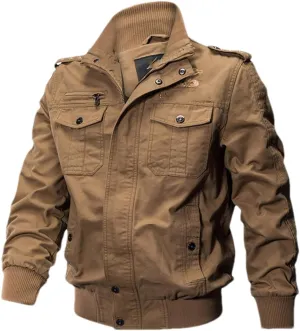Adhdyuud Men Casual Multi Pocket Pilot Bomber Jacket Autumn Military Cargo Army Jackets Coat