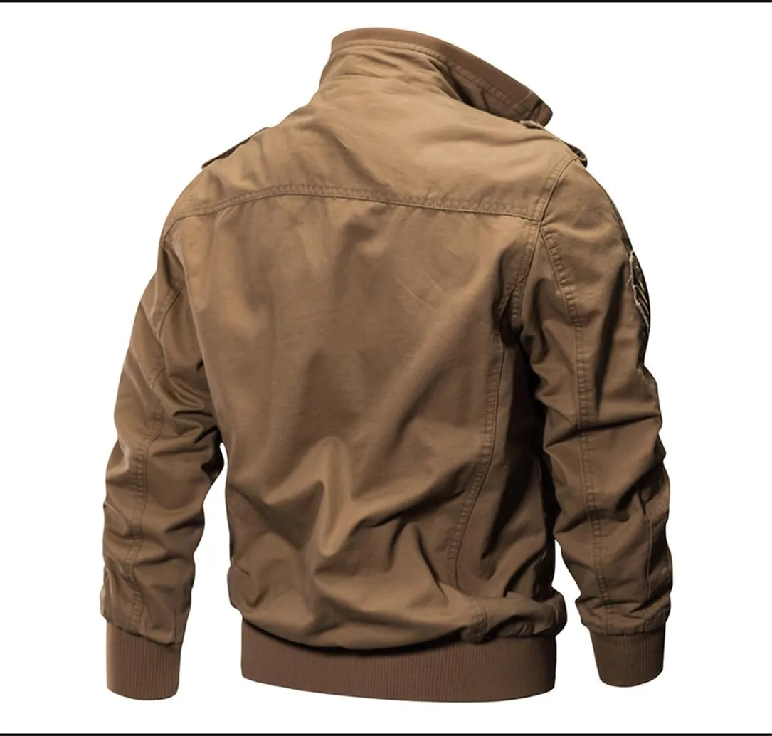 Adhdyuud Men Casual Multi Pocket Pilot Bomber Jacket Autumn Military Cargo Army Jackets Coat