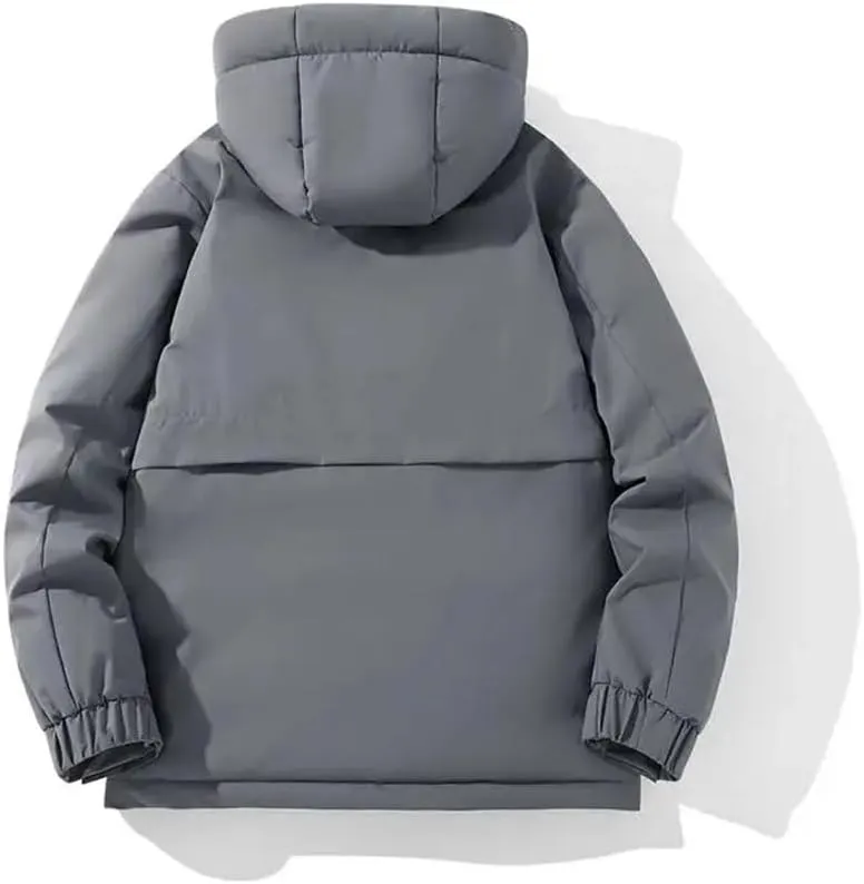 Adhdyuud Men Winter Cotton Padded Overcoat Hooded Oversize Jacket Thicken Trench Coats