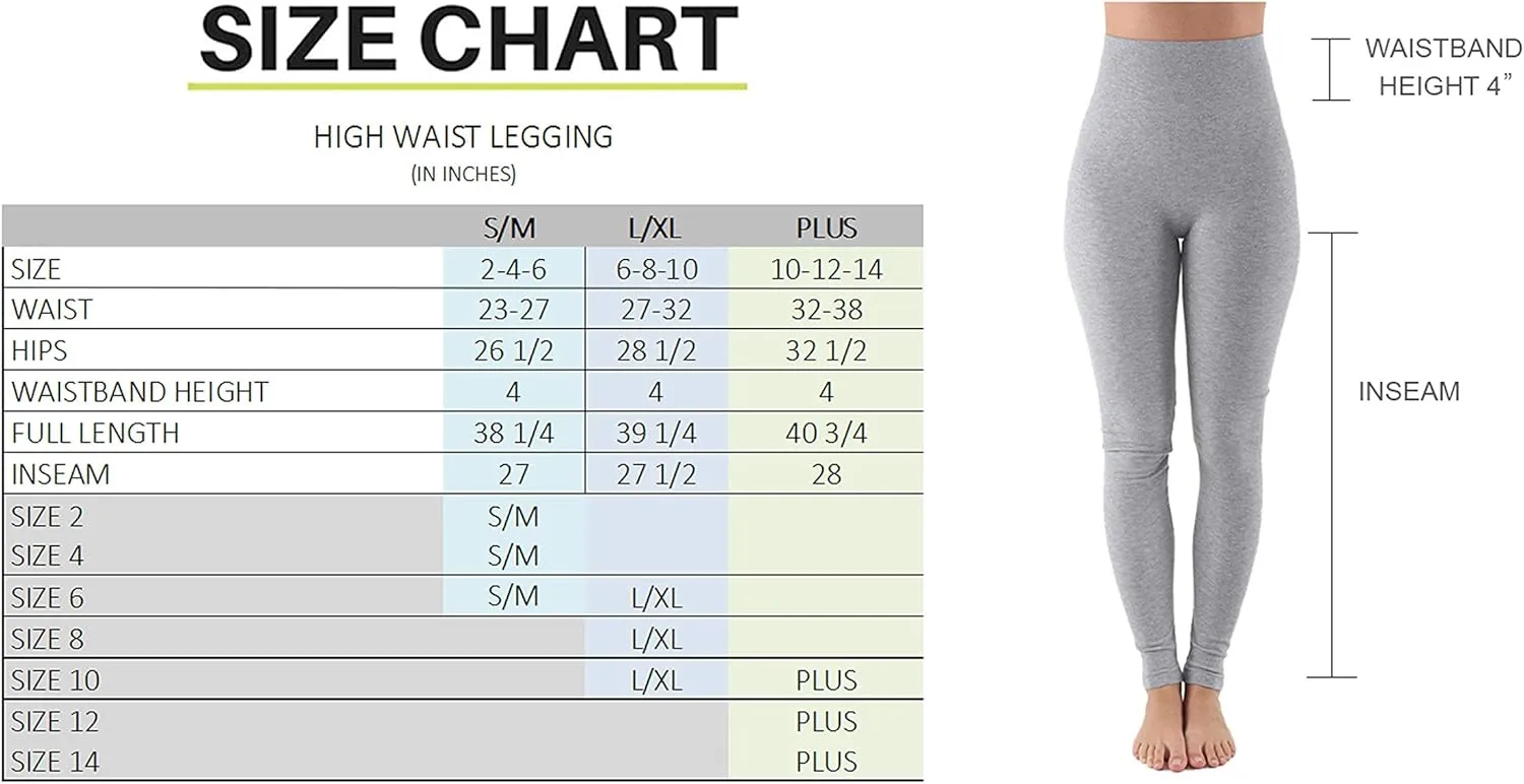 AEKO Women's Thick Yoga Soft Cotton Blend High Waist Workout Leggings with Tummy Control Compression
