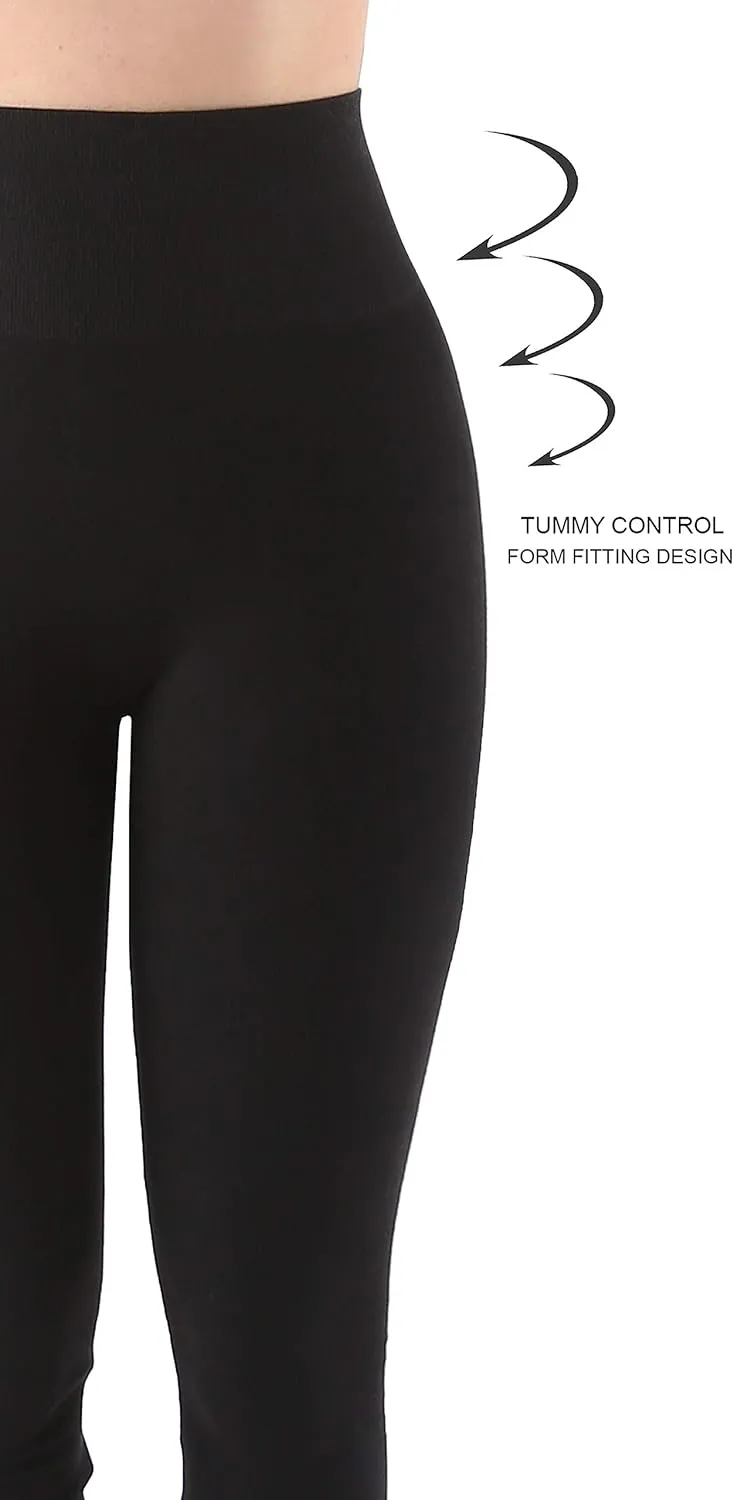 AEKO Women's Thick Yoga Soft Cotton Blend High Waist Workout Leggings with Tummy Control Compression
