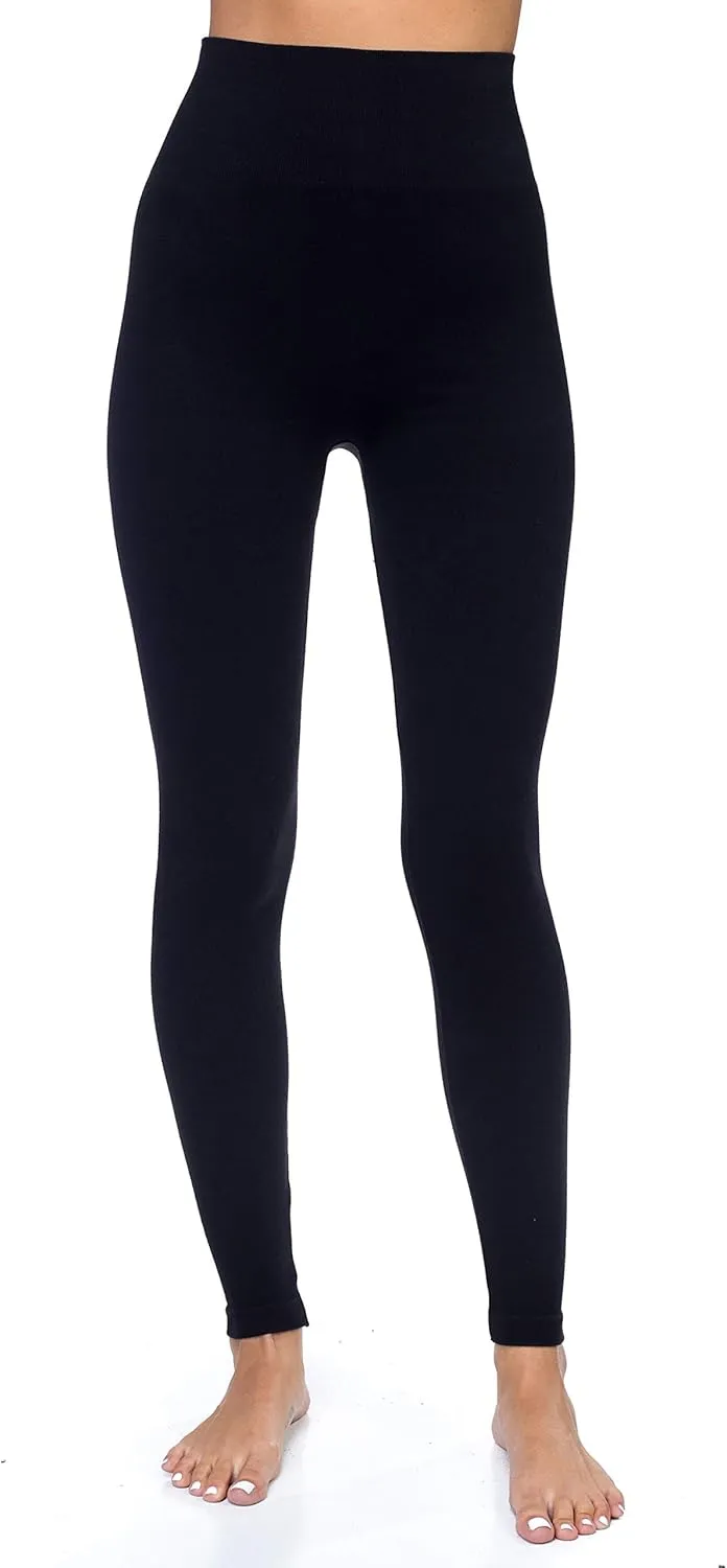 AEKO Women's Thick Yoga Soft Cotton Blend High Waist Workout Leggings with Tummy Control Compression