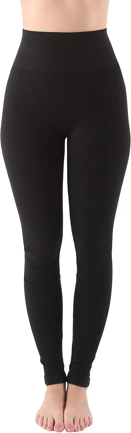 AEKO Women's Thick Yoga Soft Cotton Blend High Waist Workout Leggings with Tummy Control Compression
