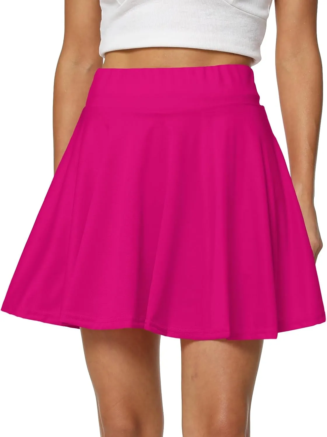 Afibi Women's Casual Basic Versatile Flared Pleated Mini Skater Skirt with Shorts