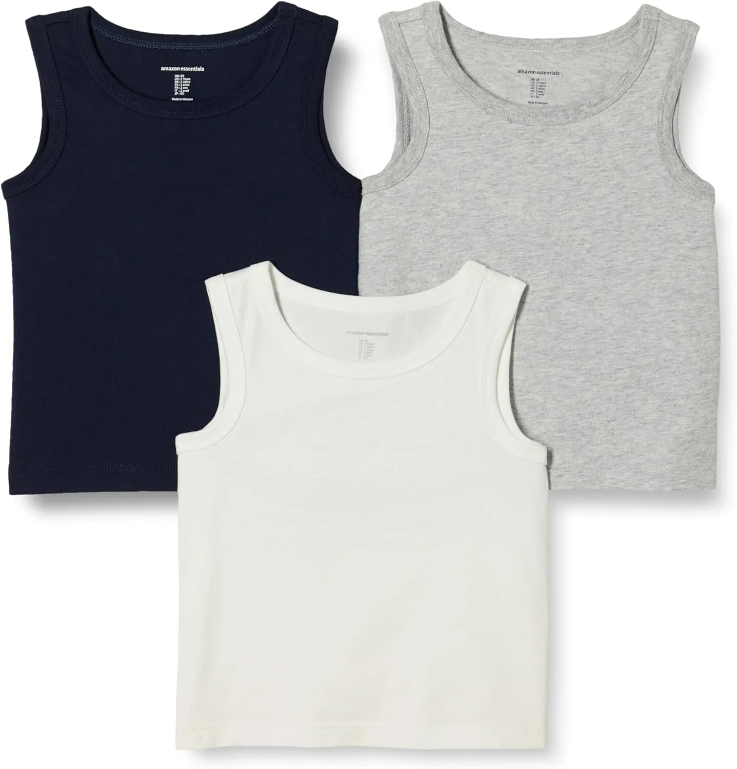 Amazon Essentials Boys and Toddlers' Tank Tops, Pack of 3