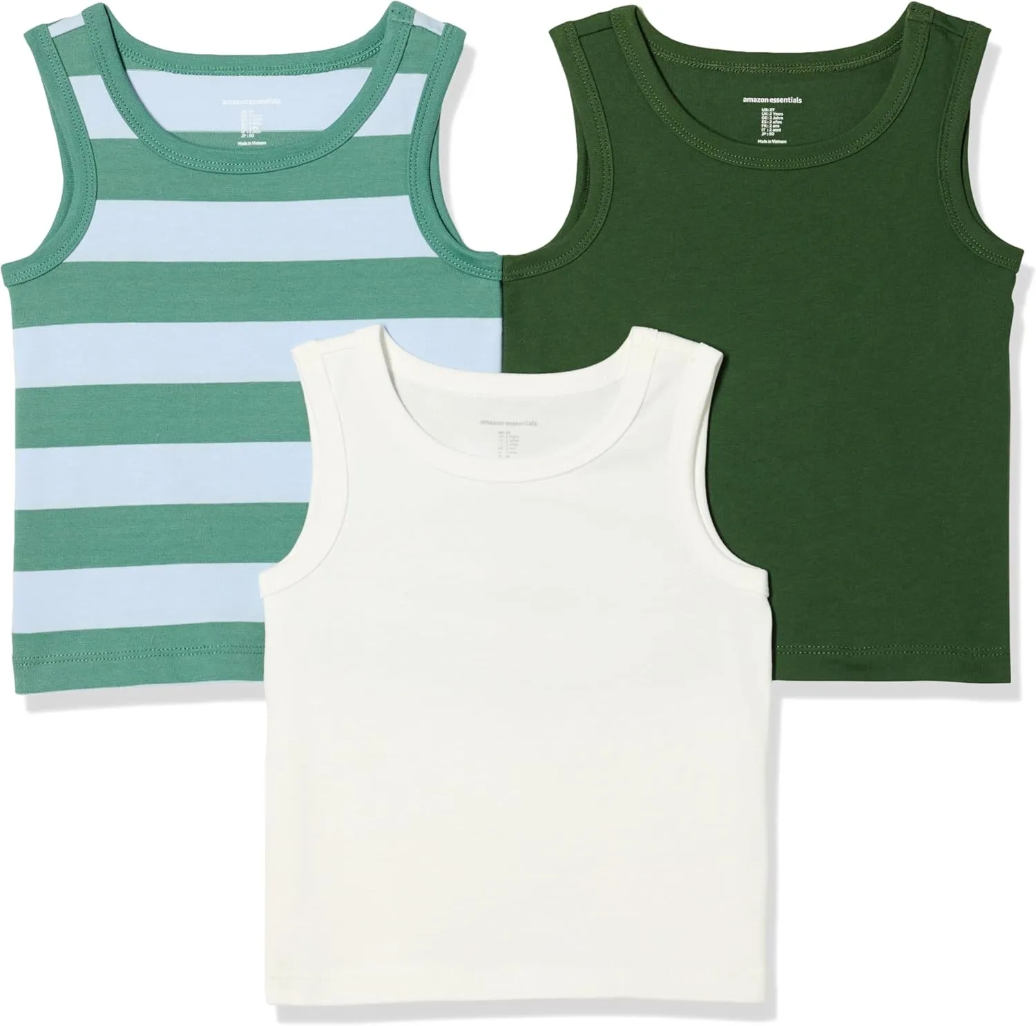 Amazon Essentials Boys and Toddlers' Tank Tops, Pack of 3
