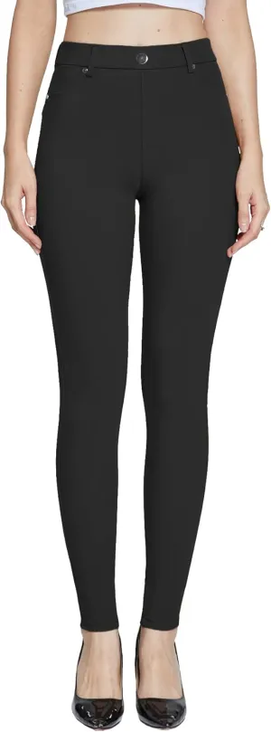 Amoy Women's Dress Jeggings Skinny Pants Stretchy Work Trousers Business Casual Leggings with Pockets Office
