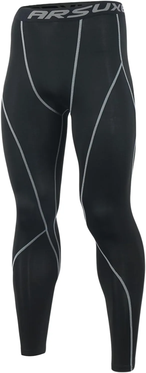 ARSUXEO Men's Compression Tights Running Pants Baselayer Legging K3