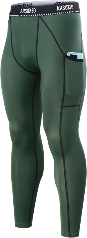 ARSUXEO Men's Compression Tights Running Pants Baselayer Legging K3