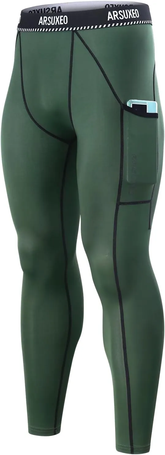 ARSUXEO Men's Compression Tights Running Pants Baselayer Legging K3