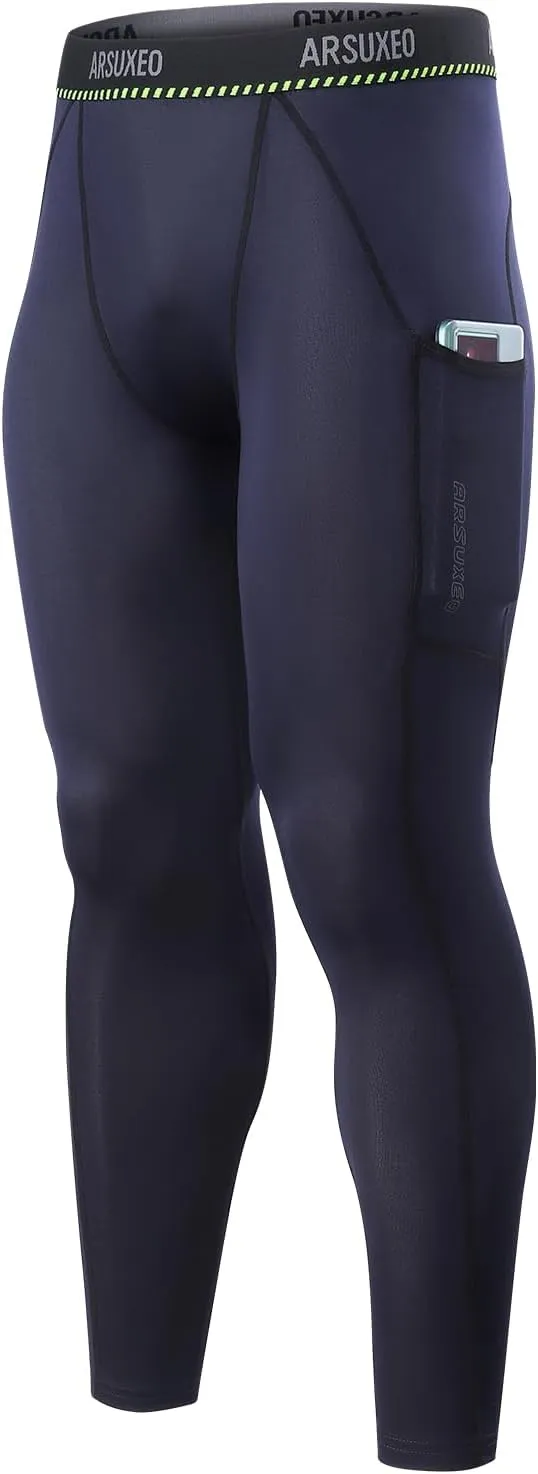 ARSUXEO Men's Compression Tights Running Pants Baselayer Legging K3