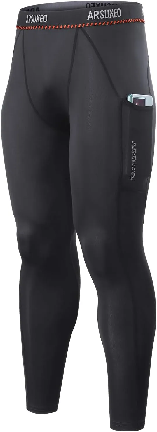 ARSUXEO Men's Compression Tights Running Pants Baselayer Legging K3