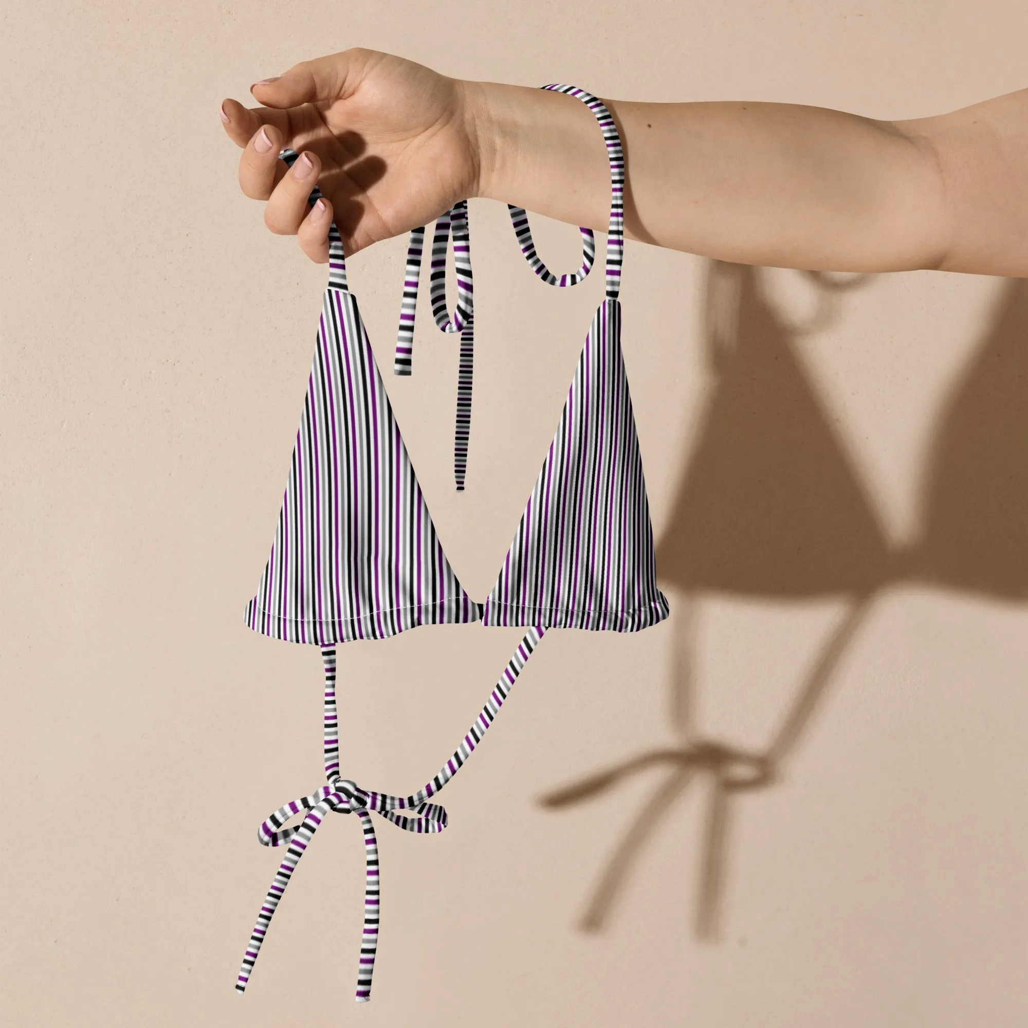 Asexual Striped String Bikini Top