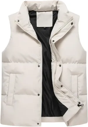Autumn Winter Mens Parka Vest Outerwear Men Solid Casual Sleeveless Jacket Cotton Padded Waist Coats Male Oversized Vest