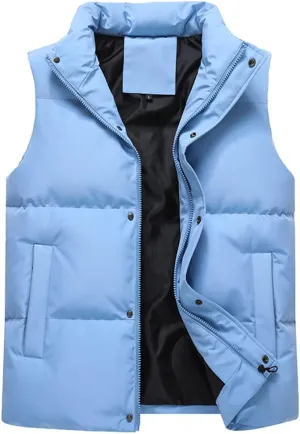 Autumn Winter Mens Parka Vest Outerwear Men Solid Casual Sleeveless Jacket Cotton Padded Waist Coats Male Oversized Vest