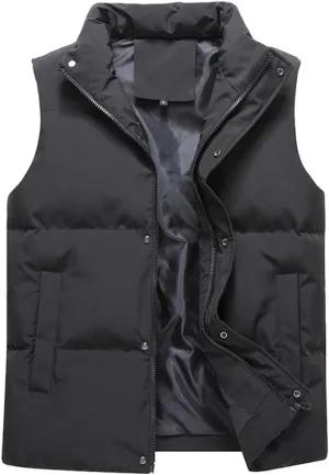 Autumn Winter Mens Parka Vest Outerwear Men Solid Casual Sleeveless Jacket Cotton Padded Waist Coats Male Oversized Vest