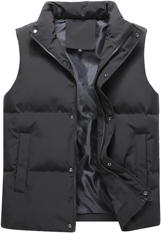 Autumn Winter Mens Parka Vest Outerwear Men Solid Casual Sleeveless Jacket Cotton Padded Waist Coats Male Oversized Vest