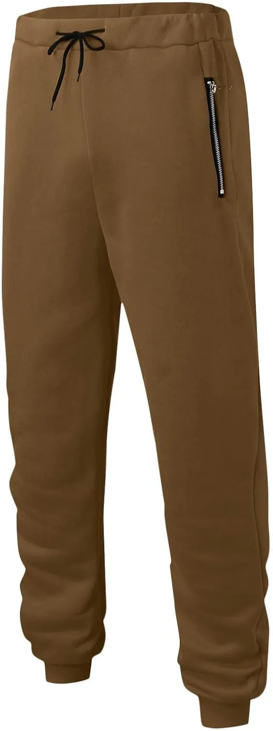 Aymnlox Mens Hiking Casual Pants Trendy Loose Fit Workout Chino Pants with Zip Pockets Drawstring Pants Elastic Waist Trouser