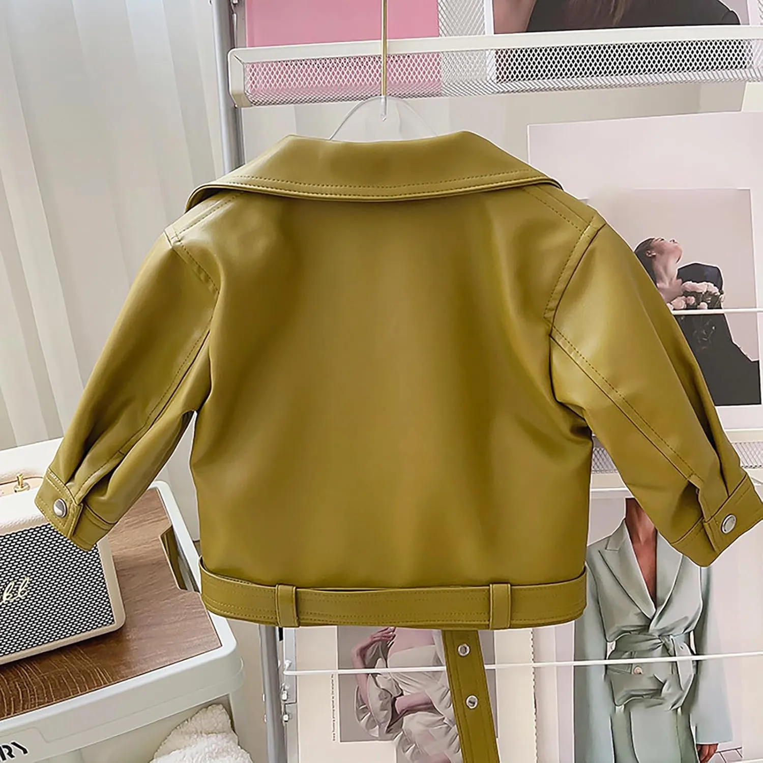 Baby Leather Motorcycle Jacket Coat Toddler Infant Zipper Fall Winter Solid Color Long Sleeve Outerwear Jackets