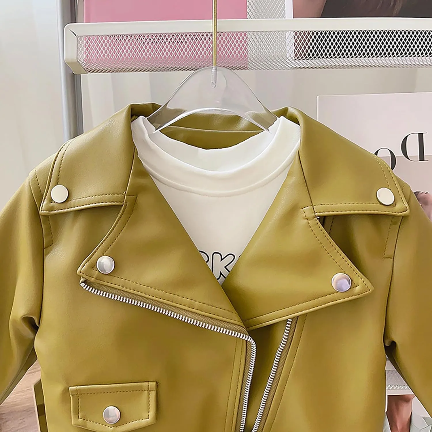 Baby Leather Motorcycle Jacket Coat Toddler Infant Zipper Fall Winter Solid Color Long Sleeve Outerwear Jackets