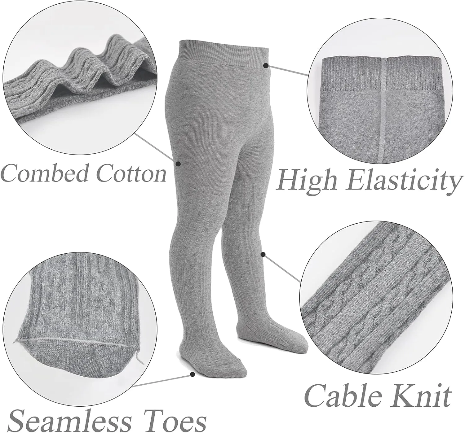 Baby Tights Toddler Girl Tights Seamless Cable Knit Leggings Soft Cotton Stockings Pantyhose 3/4/5 Pack