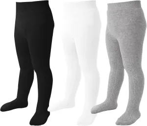 Baby Tights Toddler Girl Tights Seamless Cable Knit Leggings Soft Cotton Stockings Pantyhose 3/4/5 Pack