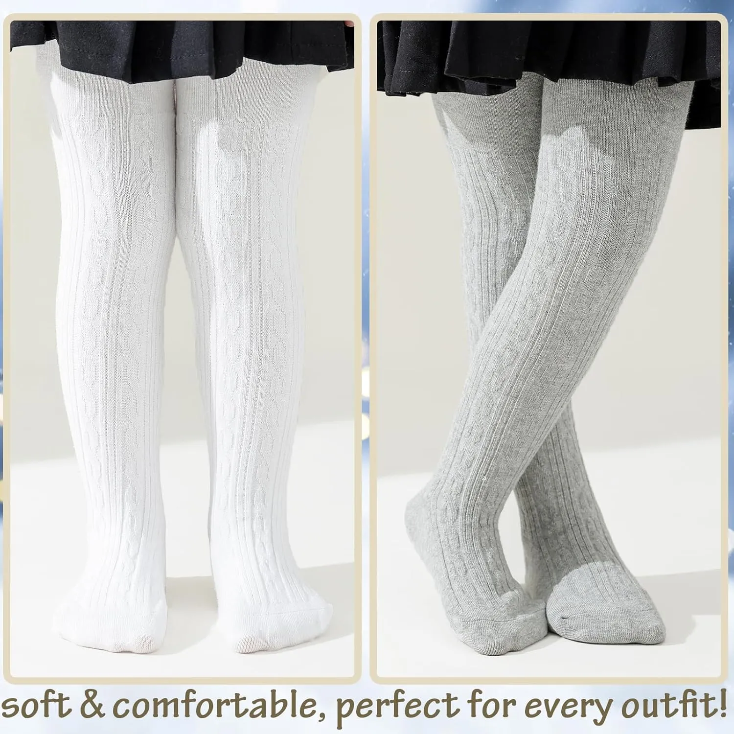 Baby Tights Toddler Girl Tights Seamless Cable Knit Leggings Soft Cotton Stockings Pantyhose 3/4/5 Pack