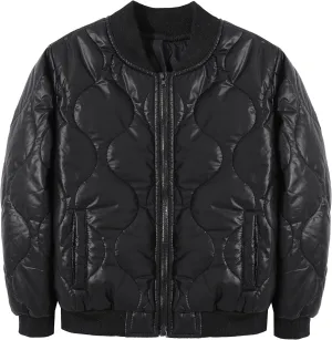 BAICAIYU Kids Puffer Jacket Leather Lightweight Boys and Girl Winter Outerwear Waterproof Zipper Cardigan School Coat