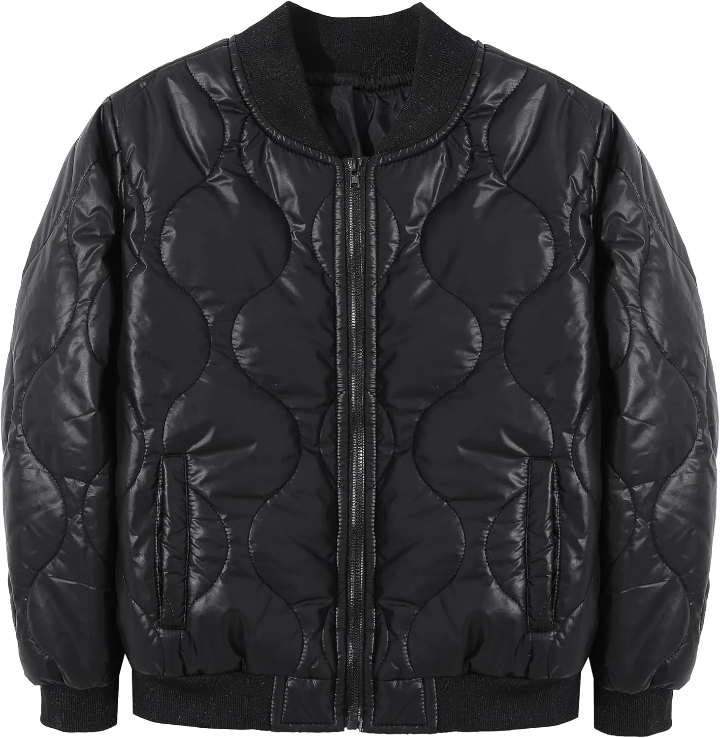 BAICAIYU Kids Puffer Jacket Leather Lightweight Boys and Girl Winter Outerwear Waterproof Zipper Cardigan School Coat