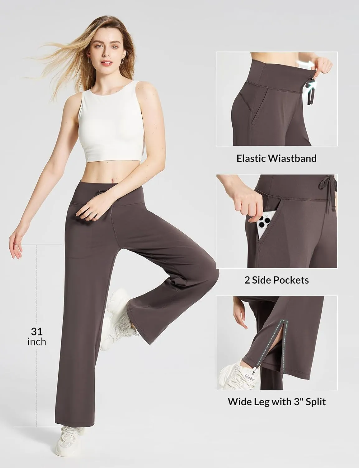 baleaf Women's Loose Yoga Pants Wide Leg Athletic Pants High Waisted Casual Lounge Drawstring Sweatpants with Pockets