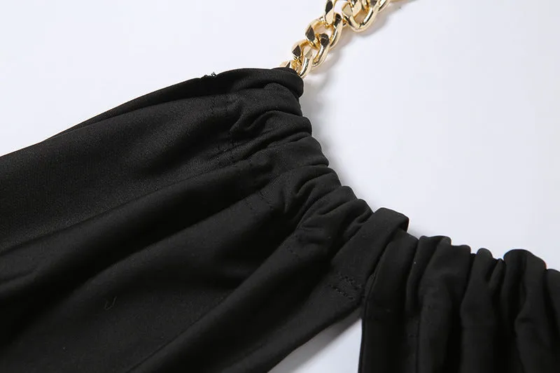 Bandage Sexy Chain Halter Crop Top