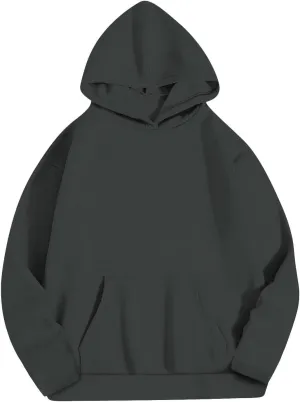 Basic Hoodies For Women Dressy Casual Loose Solid Hooded Sweatshirt With Pockets Fall Fashion Pullover Tops 2024