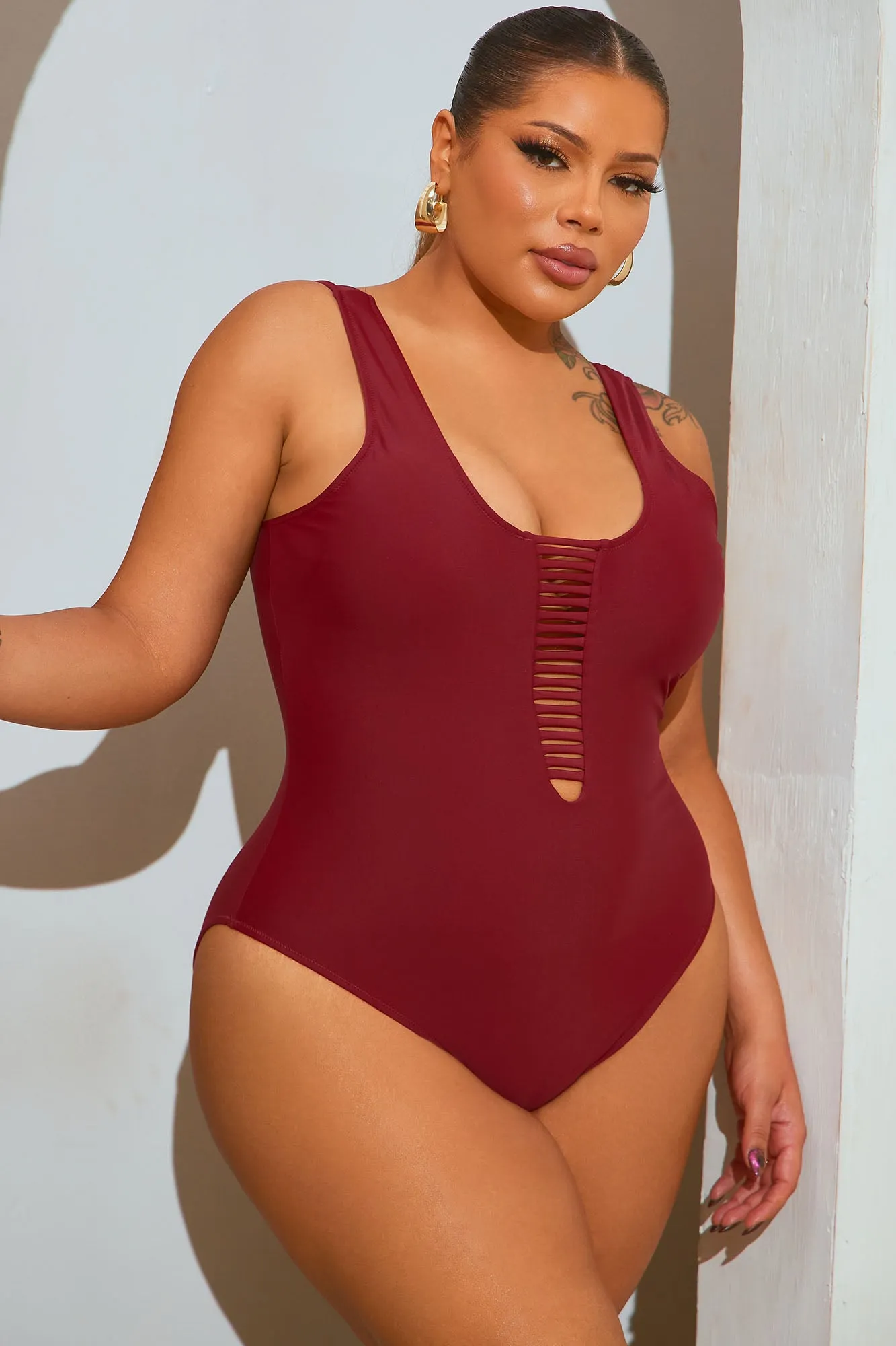 Beachy Vibes One Piece Swimsuit - Burgundy