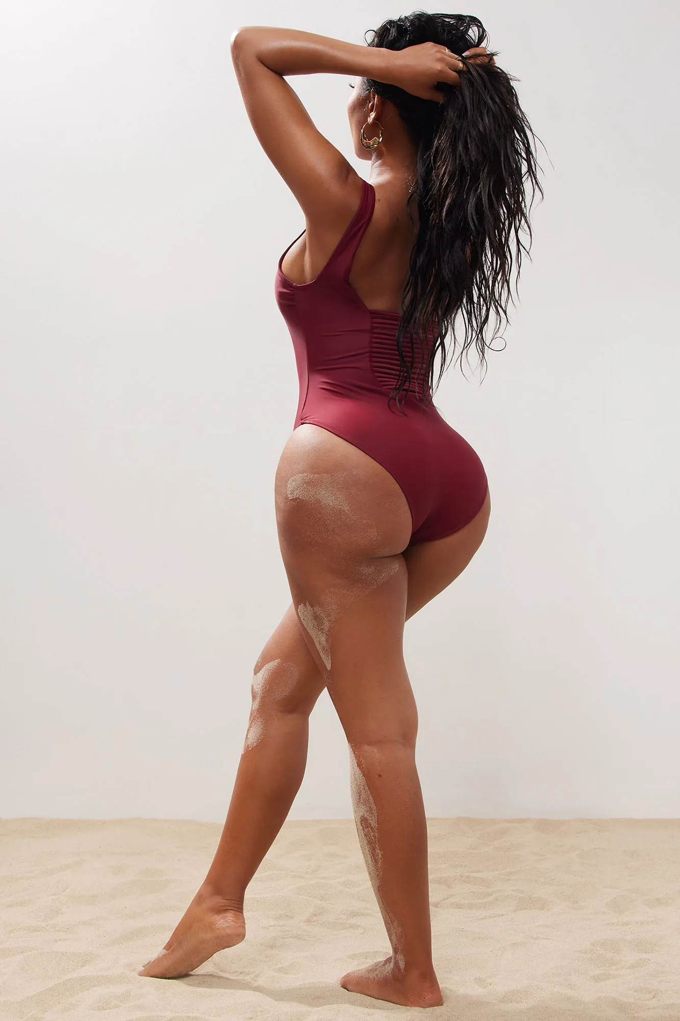 Beachy Vibes One Piece Swimsuit - Burgundy