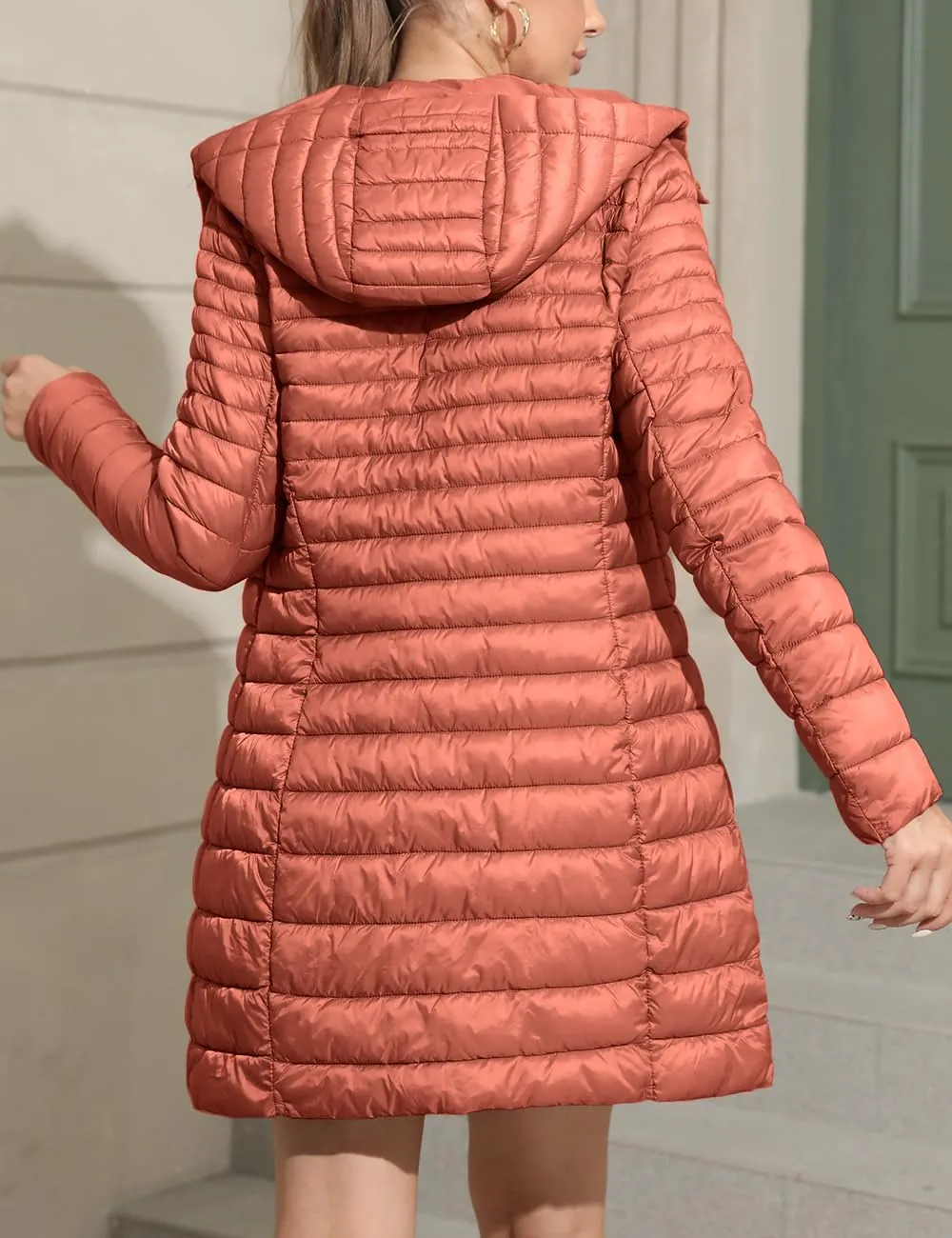 Bellivera Women's Quilted Lightweight Puffer Jacket, Winter Coats for Women Long Padded Bubble Coat