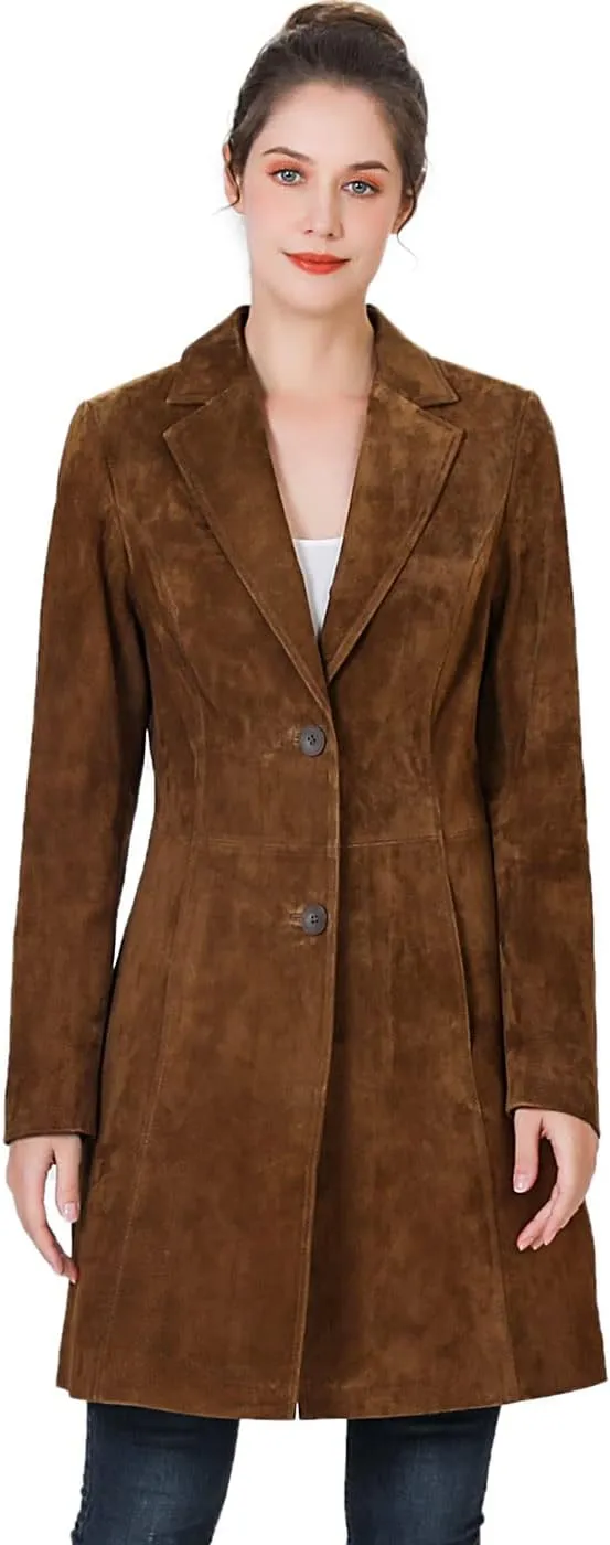 BGSD Women Mary Suede Leather Long Walking Coat (Also available in Plus Size & Petite)