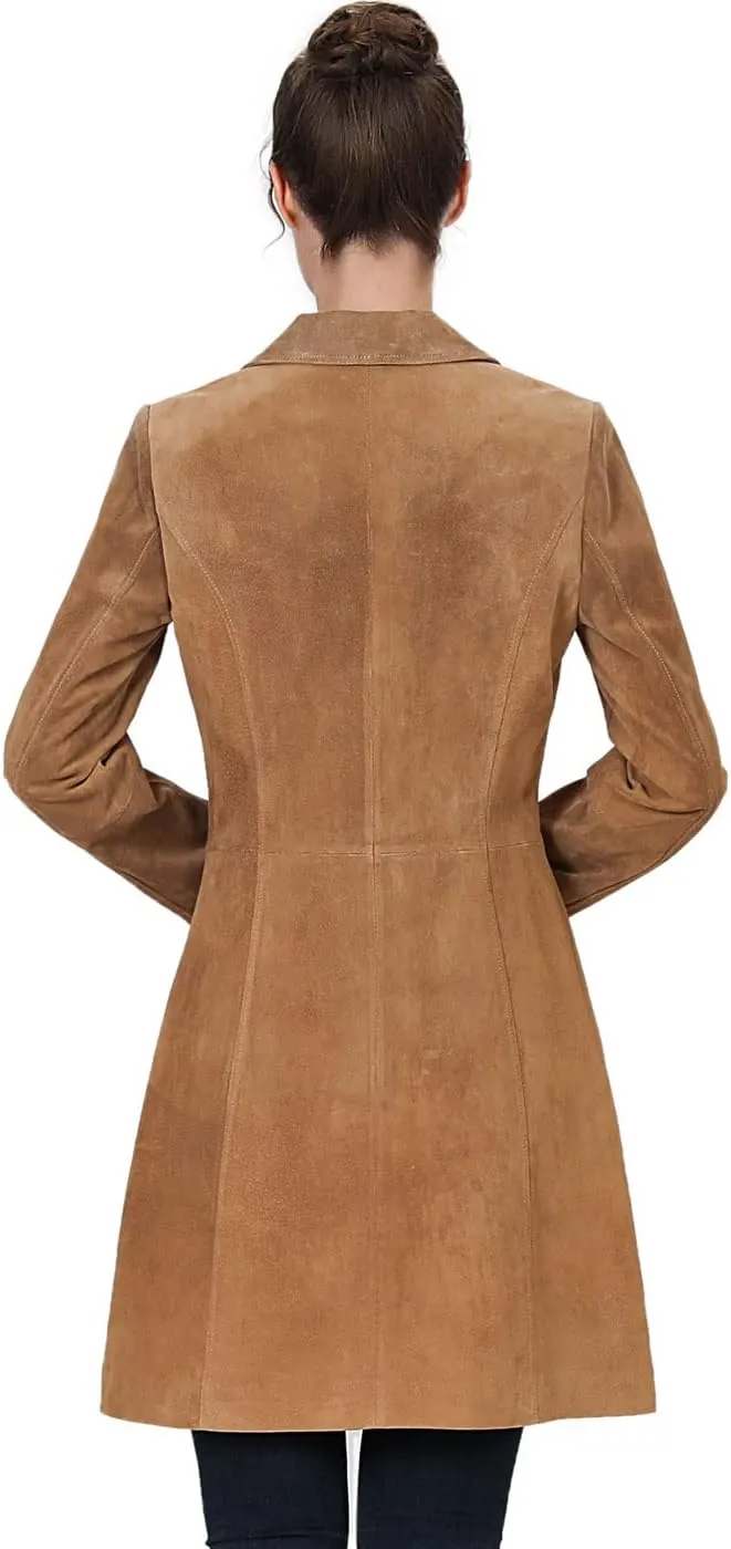 BGSD Women Mary Suede Leather Long Walking Coat (Also available in Plus Size & Petite)