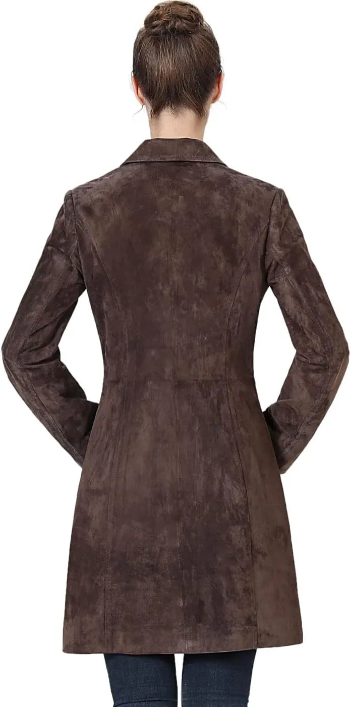 BGSD Women Mary Suede Leather Long Walking Coat (Also available in Plus Size & Petite)