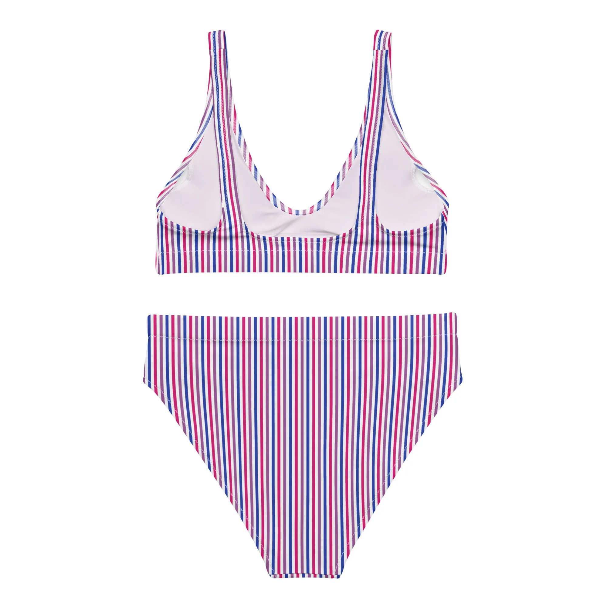 Bisexual Striped High-Waisted Athletic Bikini Bottom
