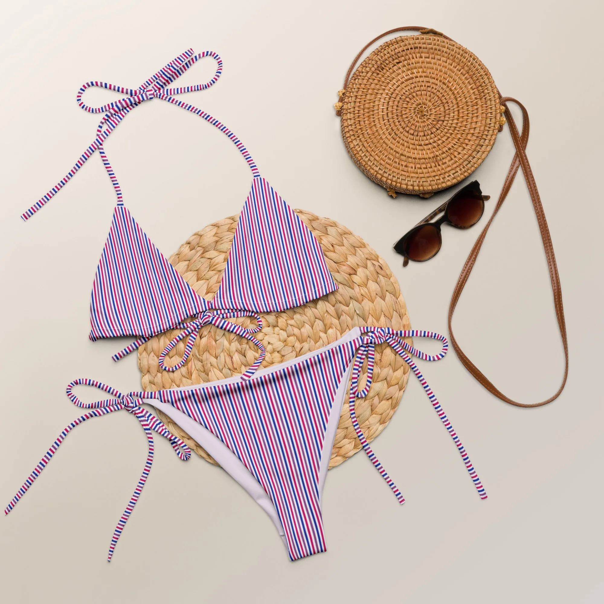 Bisexual Striped String Bikini Top
