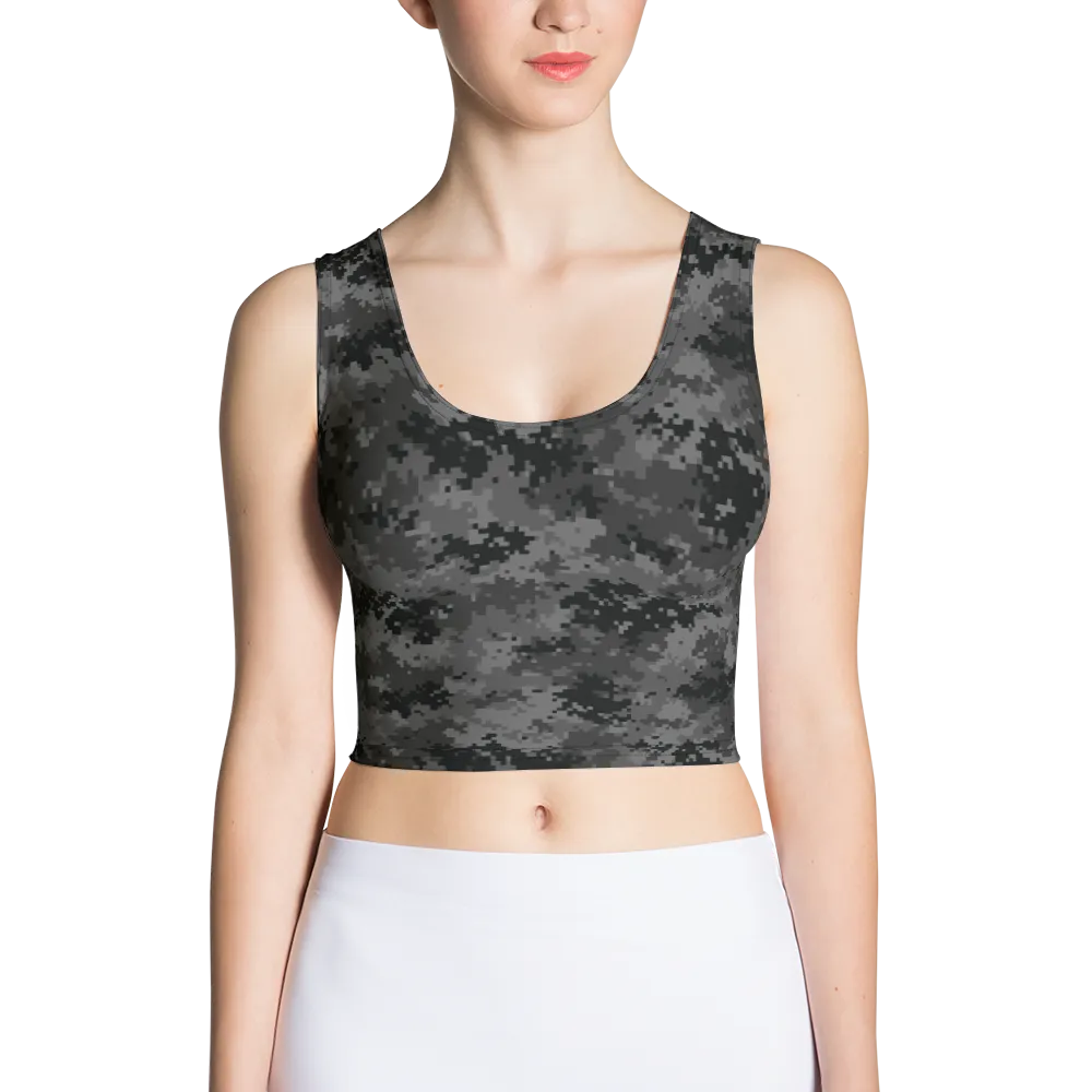 Black Camo Pixel Crop Top