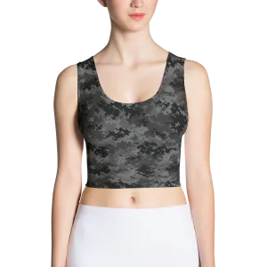 Black Camo Pixel Crop Top