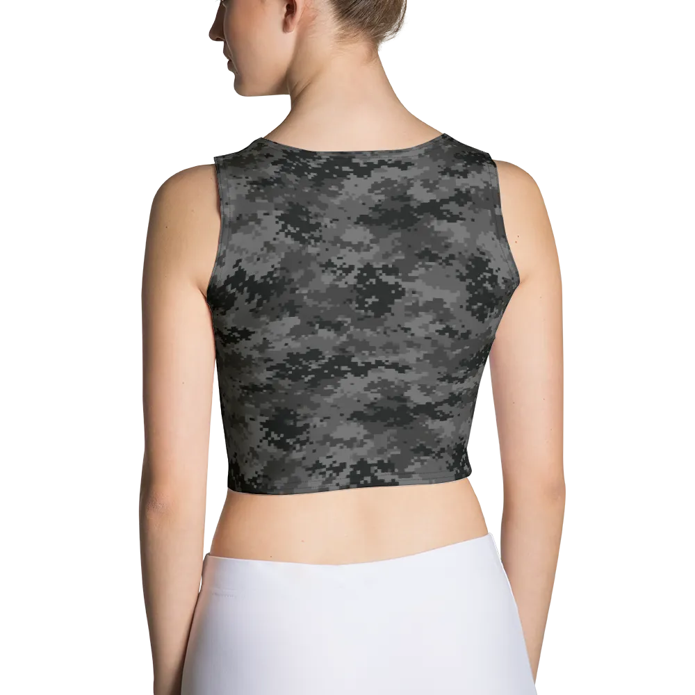 Black Camo Pixel Crop Top